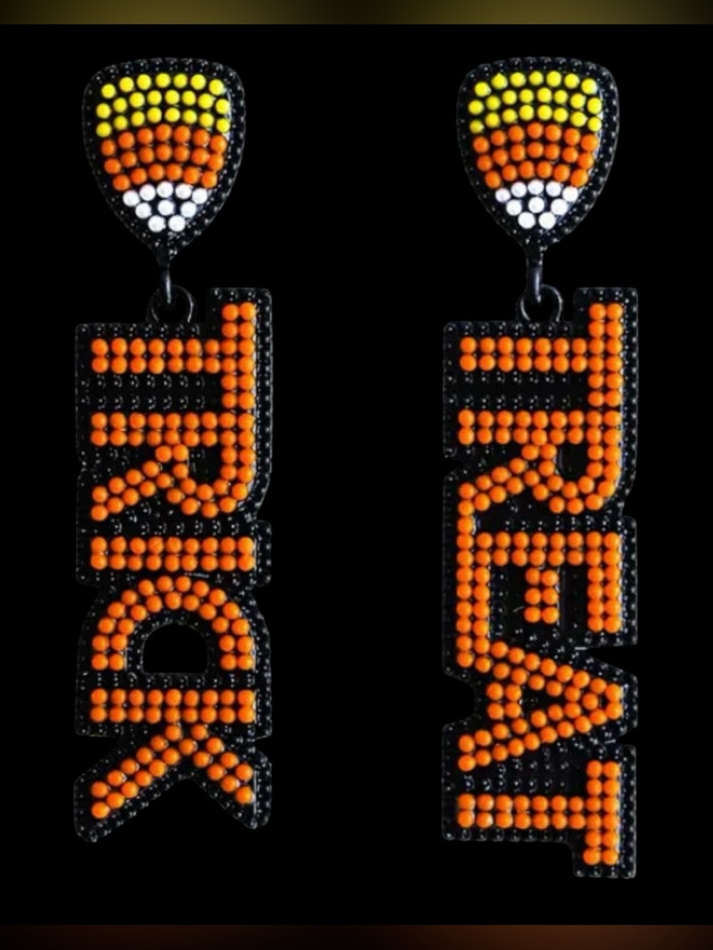 TRNK Orange and Yellow Beaded 'TRNK' Drop Statement Earrings